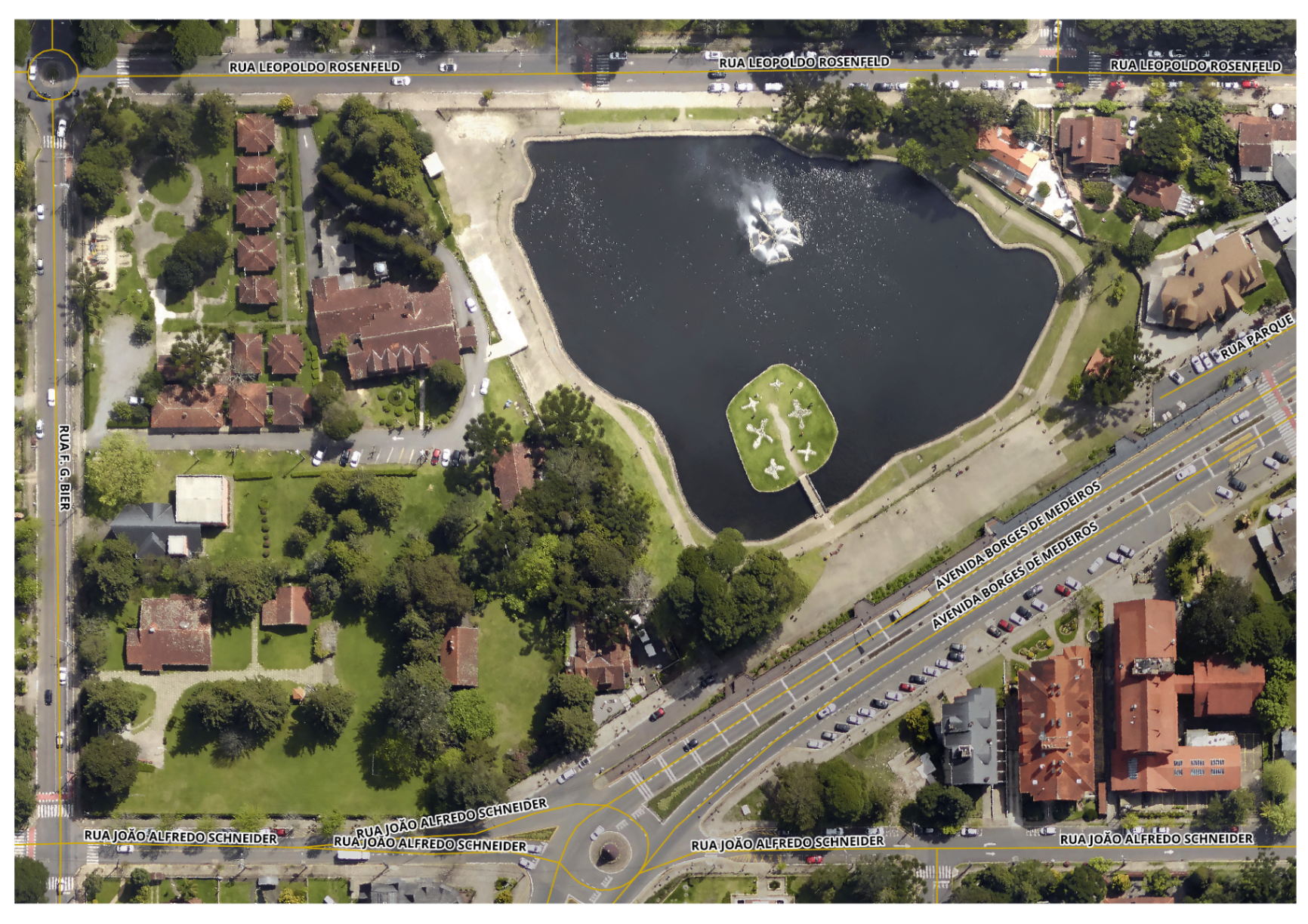 Ortofoto aérea do Lago Joaquina Rita Bier e entorno
